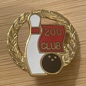 Gold 200 Club Bowling Pin Badge